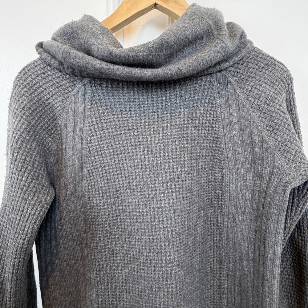 Ann Taylor Loft Womens Sm Gray Cowl Neck Waffle Knit Pullover Sweater Wool blend - Picture 6 of 9